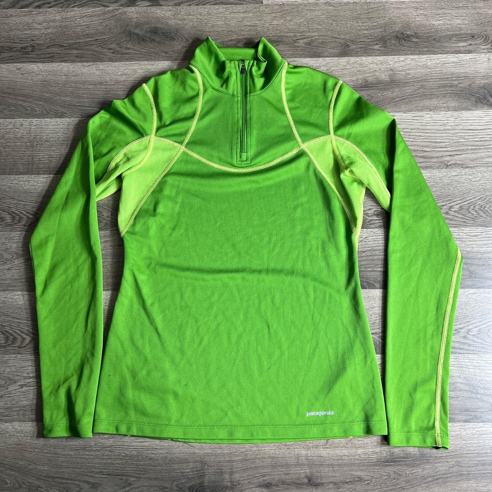 Patagonia 1/4 Zip Womans Medium Runshade Long Sleeve Green Hiking Run Gorpcore